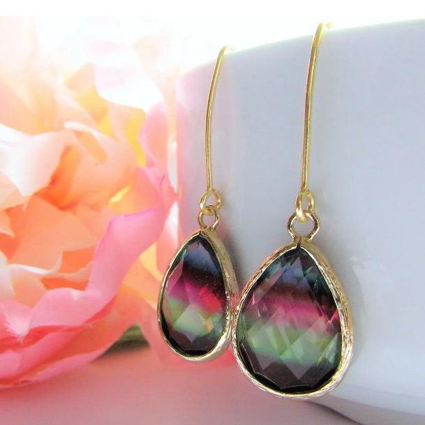 Handcrafted Ombr Glass Beads 18k Gold Finish Earrings 15 44$